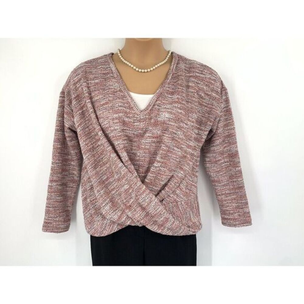 Lou & Grey LOFT Pink Long Sleeve Twisted Front V-neck Womens Sweater Size Medium